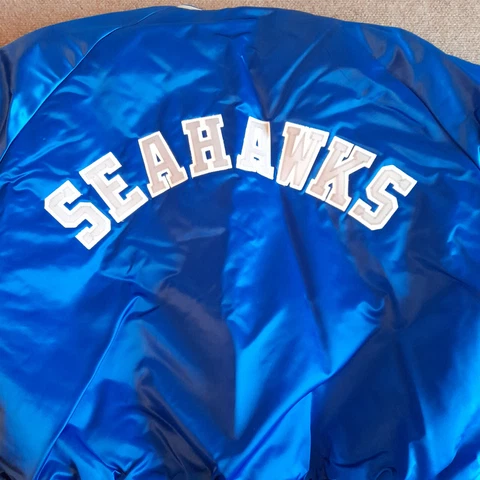 Vintage Seattle Seahawks Snap Button Satin Jacket Men XL NFL Apparel NWT Cover