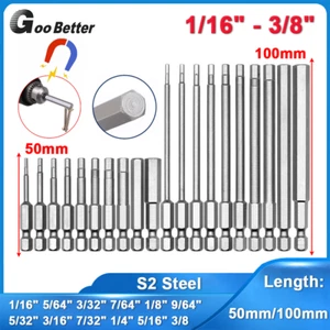 1/16"-3/8" Imperial Hex Screwdriver Bits Allen Key Impact Driver Power Drill Bit - Picture 1 of 34