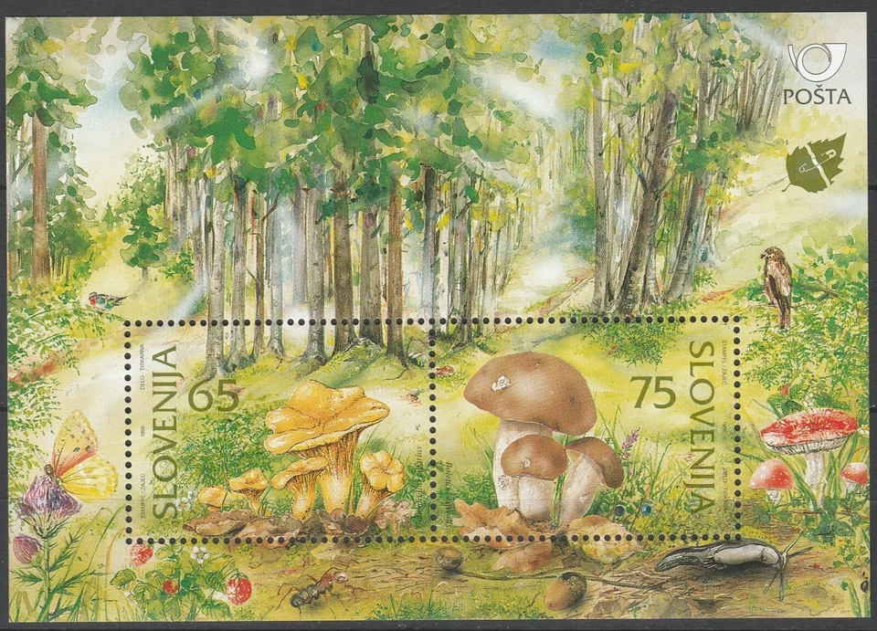 Folha de cogumelos da Eslovênia 1996 sem marca de charneira - Imagem 1 de 1