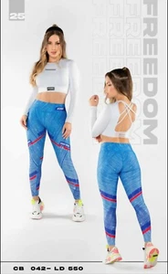 Women's Workout Set 2 Piece Yoga Fitness Sportswear Legging Crop Top Gym Clothes - Picture 1 of 2