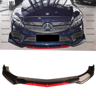 For Mercedes-Benz S450 S500 Front Bumper Lip Spoiler Splitter Gloss Black Red Foto 1 de 4