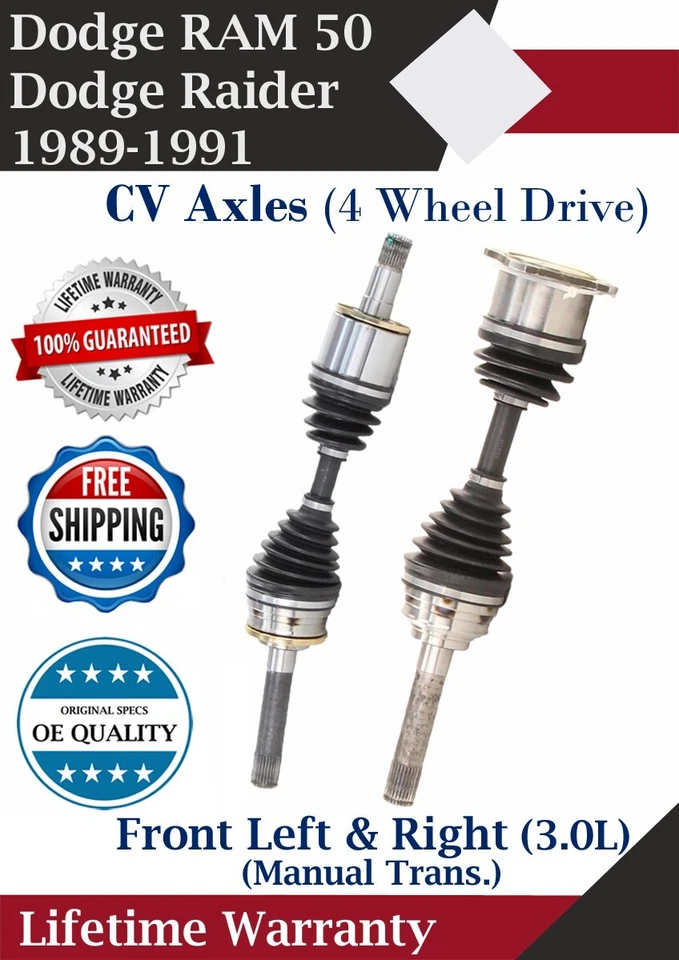 Nuevos ejes CV delanteros OE para Dodge Raider/RAM 50 1989-1991 4x4 manual guerra de por vida. Foto 1 de 4
