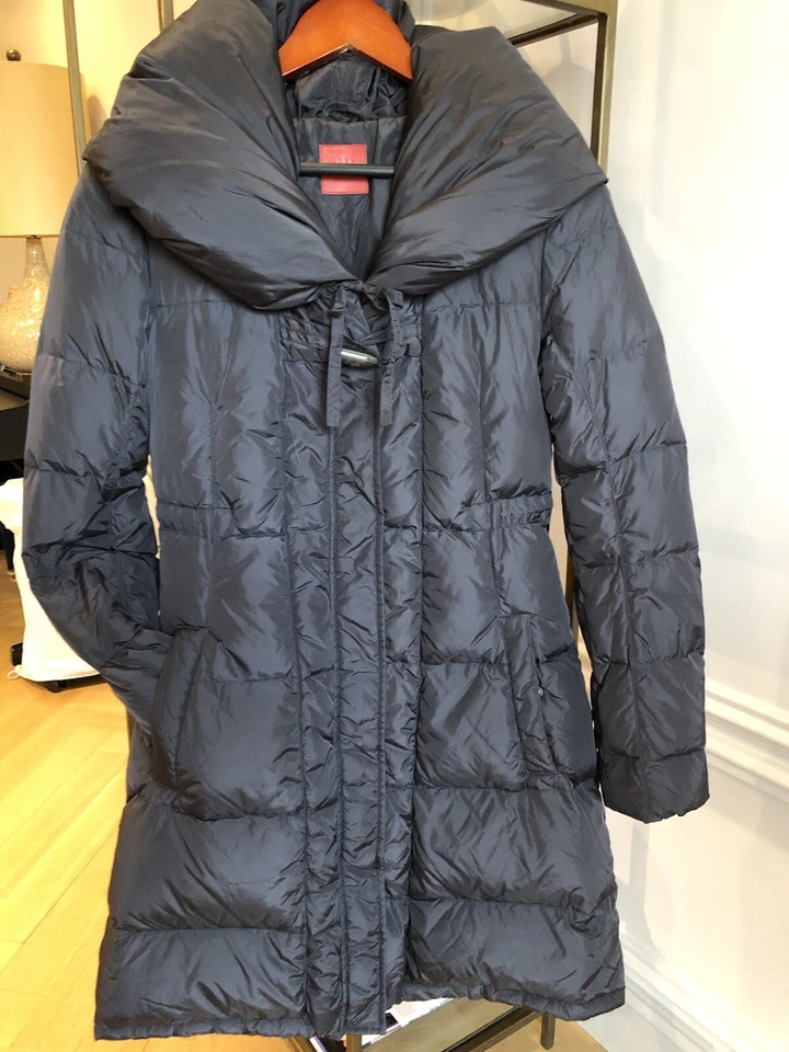 Abrigo acolchado gris Saks Fifth Avenue para mujer con cuello de gran tamaño talla 4, pequeño Foto 1 de 4