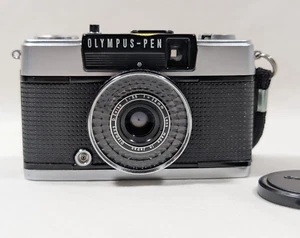 Olympus Pen EE-3 35mm Half Frame Film Camera Silver Black Japan Red Flag OK Case - Picture 1 of 18