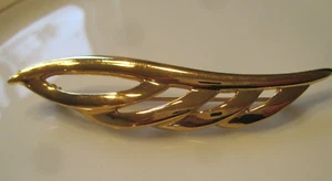 Vintage Napier Gold Tone Long Leaf Curved 3” Brooch Pin Signed - Picture 1 of 5