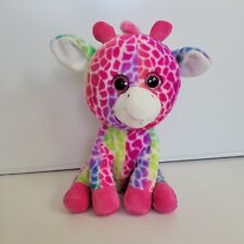 Kellytoy Giraffe 15" Rainbow Pink Green Purple/ Glitter Eyes Silky Soft Plush