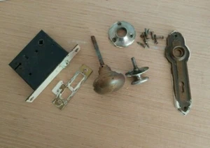 Vintage set Brass Cellar Door Knob Antique knobs and lock from circa 1880's - Picture 1 of 7