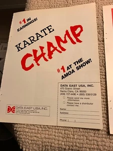 ORIGINAL NUMBER 1 11- 8.5'' Karate Champ Data East arcade video game AD FLYER - Picture 1 of 1