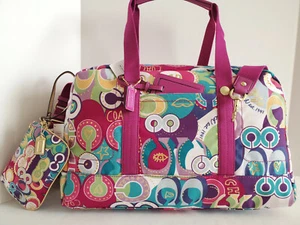 💐Borsa a tracolla Coach XL da viaggio Pop C applique multicolore + pochette nuova con etichette * HTF - Foto 1 di 12
