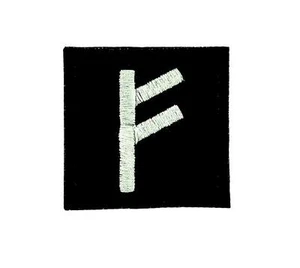 Patch aufnäher  motorrad biker aufbügler odin wikinger rune hexerei fehu - Picture 1 of 1