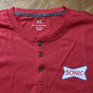 SONIC HENLEY SHIRT Drive-In Employee Uniform Short Sleeve Red XL