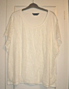 ORIGINALS SIZE 22 CREAM T SHIRT TOP WITH ROSES LACE STRETCHY VISCOSE ELASTANE - Picture 1 of 9