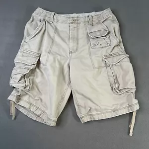 Vintage GAP Cargo Shorts Mens 34 (Actual 32x11) Beige Khaki Y2K 90s Drawstring - Picture 1 of 13