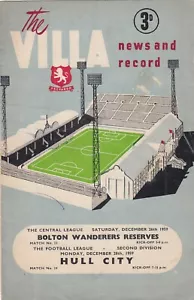 Aston Villa v Hull City + Bolton Reserves 1959/60 (26 Dec) - Picture 1 of 1