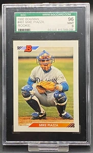 1992 BOWMAN ROOKIE MIKE PIAZZA DODGERS SGC 9 - Picture 1 of 2