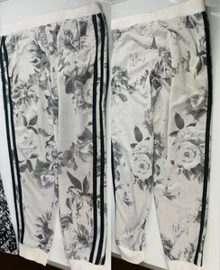 RARE adidas Girls Sz M (10/12) Joggers Black White Digital Camo Floral Roses - Picture 1 of 1