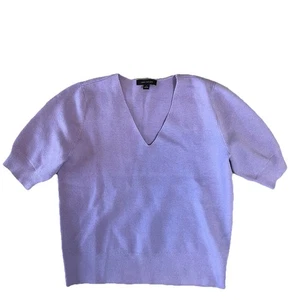 Suéter Pullover Ann Taylor Tejido Cuello en V Manga Corta Abullonada Lila Medio Carrera - Imagen 1 de 5
