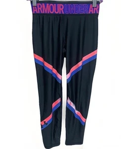 UNDER ARMOUR Girls Leggings size YLG Large Black workout gym active pants - Picture 1 of 10
