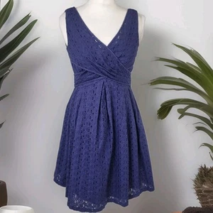 NINE WEST purple anglaise broiderie cotton summer dress sz 6 uk 8 - Picture 1 of 6