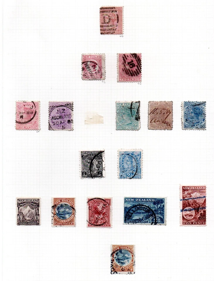 Новая Зеландия 1860/1910 старая коллекция марок Виктории б/у - Изображение 1 из 1