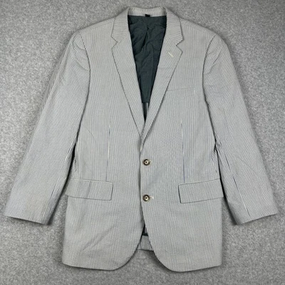 J Crew Thompson Seersucker Sport Coat Blazer 40R Mens Blue White Striped - Image 1 of 4