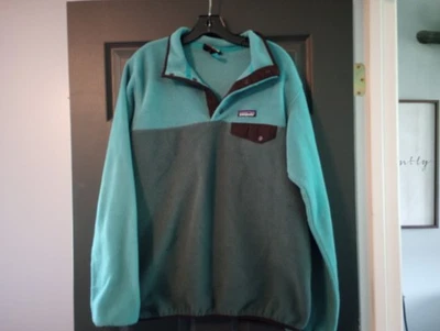 Patagonia Turquoise Blue Green Synchilla Snap T Fleece Pullover Jacket  Size XL  - Image 1 of 4