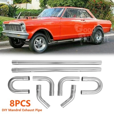 8PCS 2.5" OD Mandrel Exhaust Pipe Straight Bend Kit For 1962-1967 Chevy II Nova - Image 1 of 4