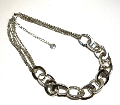 Genial Collar Retro Alfani Eslabones Ovalados con Cadenas Multi Hilo 16-17" Tono Plata Foto 1 de 4
