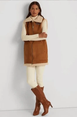 Chaleco Lauren Ralph Lauren Mujer Coñac Imitación Piel de Oveja Talla S Nuevo con Etiquetas 290$+IVA Foto 1 de 4