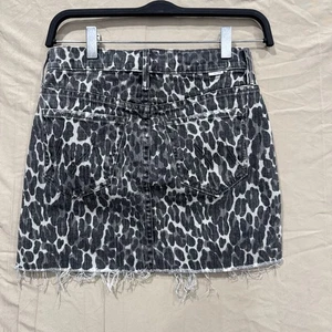 Mother Superior Vagabond Mini Fray Spot On Leopard Denim Skirt Size 23 XS 14” - Picture 1 of 9