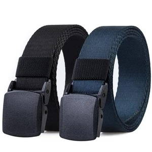 2 Pack 1 1/4 Mens Nylon Web Belt Lightweight TSA-friendly Soft Webbing Nar - Picture 1 of 7