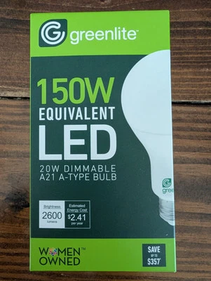 Greenlite 20W 5000K A21 E26 Dimmable LED Light Bulb 150 Watt Equal 20W/A21D/50K - Image 1 of 3