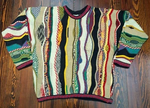 Coogi Australia Crewneck Sweater Tag Size Large Cotton Check Measurements - Picture 1 of 7