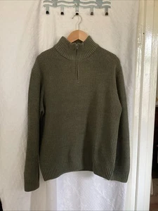 Primark Khaki Ribbed Knit Long Sleeve 1/4 Zip Mens Jumper Size M - Picture 1 of 10