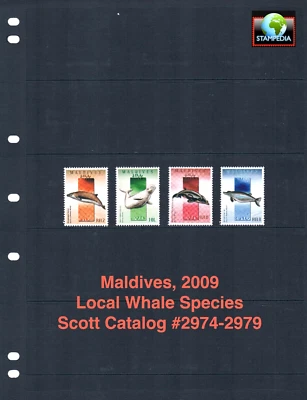 $7.25 Scott Value - 2009 MALDIVES Whales, Indian Ocean MNH NH UMM - Image 1 of 4