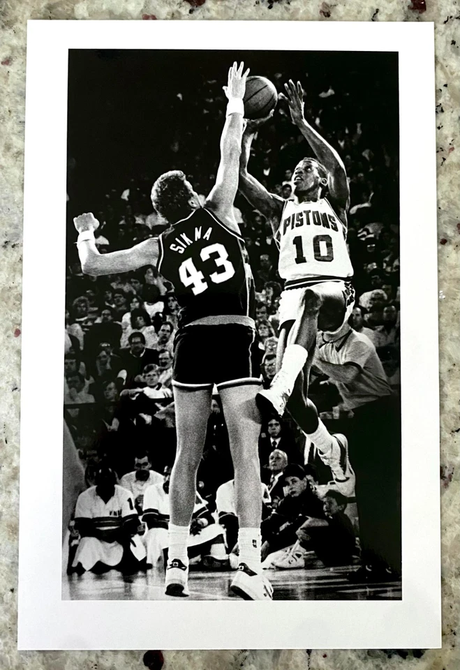 1988 Dennis Rodman "Rodman's Electrifying Shot Over Sikma" Type 1 Original Photo - Image 1 of 2