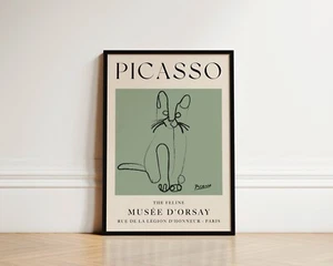 El felino Pablo Picasso gato impresión animal arte de pared línea dibujo póster regalos - Imagen 1 de 14