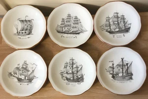 Set of 6 Rorstand Lidkoping Kungsholmsservisen Old Ship Plates - Picture 1 of 12