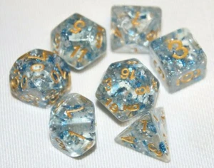 Dice 7 Piece set Metallic Sapphire Polyhedral D&D Pathfinder Dungeons & Dragons - Picture 1 of 4