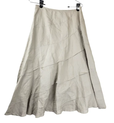 Sandro Sportswear Neutral Tiered Skirt Womens 10 Beige Linen Beach Minimalist - Image 1 of 4