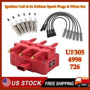 Ignition Coil & Iridium Spark Plugs & Wire Set for 2007-2011 Jeep Wrangler UF305 - Picture 1 of 15