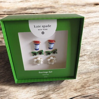 Paquete de 3 aretes Kate Spade New York x TargetMixed Novedad - Verde/Azul/Blanco Foto 1 de 4