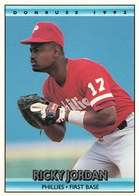1992 Donruss Philadelphia Phillies Baseball Card #458 Ricky Jordan  - Image 1 of 2