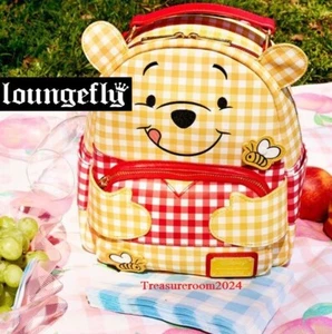 LOUNGEFLY Disney Winnie the Pooh Gingham Cosplay Mini Backpack NEW! Picnic - Picture 1 of 6