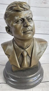 U.S.A DEMOCRACY SYMBOL PRESIDENT KENNEDY BIG BRONZE BUST SCULPTURE ARTWORK - Picture 1 of 10