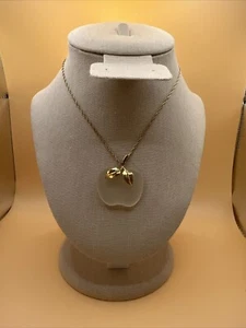 Collana Mela Lucite Vintage Avon Ghiacciata Catena Tono Oro 28" Regalo Insegnante - Foto 1 di 4