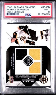 2008-09 UD Black Diamond Patrice Bergeron Quad Jersey 25 BDJ-PB Rare - POP 1 - Image 1 of 2