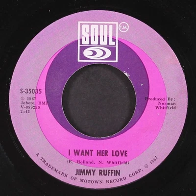 JIMMY RUFFIN: don't you miss me a little bit baby / i want her love SOUL 7" - Image 1 of 2