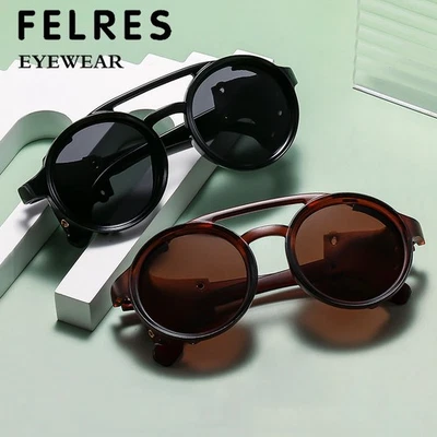 Óculos de sol de proteção UV redondo personalidade para homens mulheres óculos de sombra externa - Imagem 1 de 4