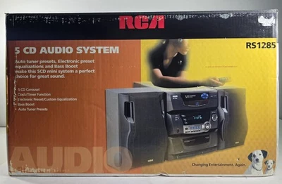 New RCA 5-Disc CD Changer & Dual Cassette Component System Player & Speakers  - Image 1 of 4